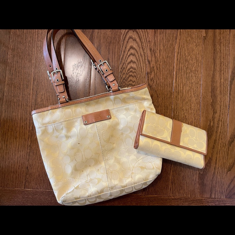 Yellow Coach Purse and matching wallet